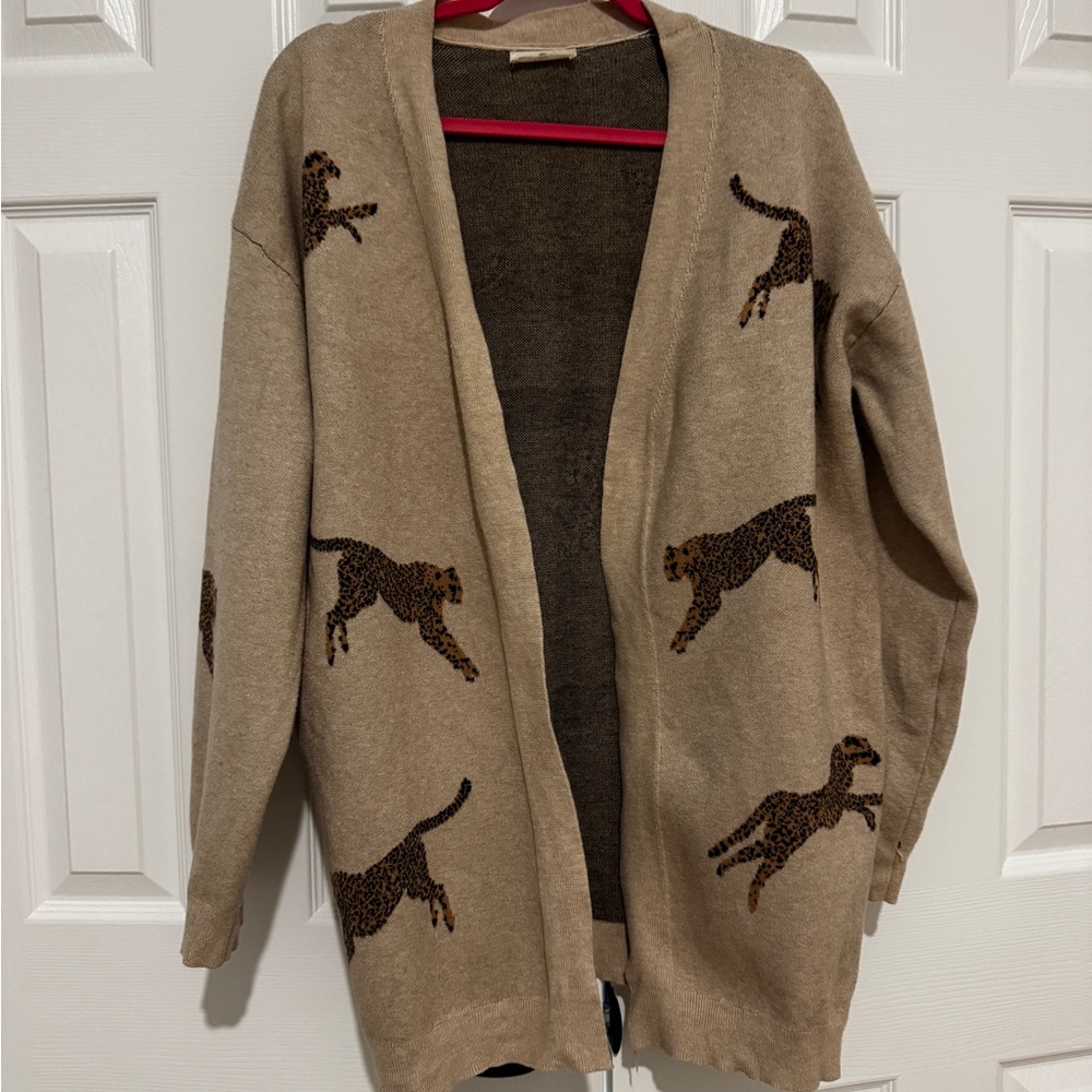 Entro Tan Leopard Print Cardigan